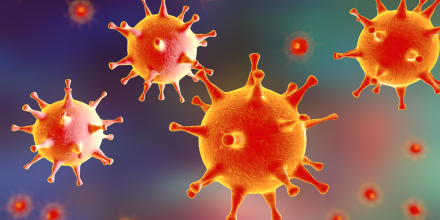 Human Herpes simplex virus on colorful background. 3D illustration