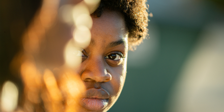 African American girl's portrait in natural sunlight