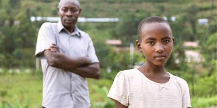 Unidentified man and girl. The Rwandan young girl.