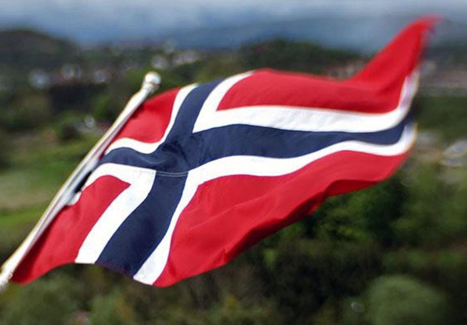 A Norwegian flag blowing in the wind
