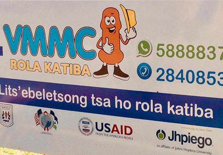 A sign for a VMMC (Voluntary Medical Male Circumcision) clinic 
