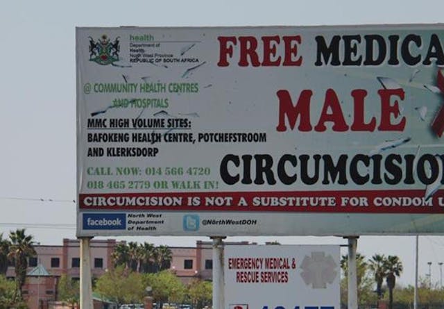 A sign advertising free VMMC (Voluntary Medical Male Circumcision)