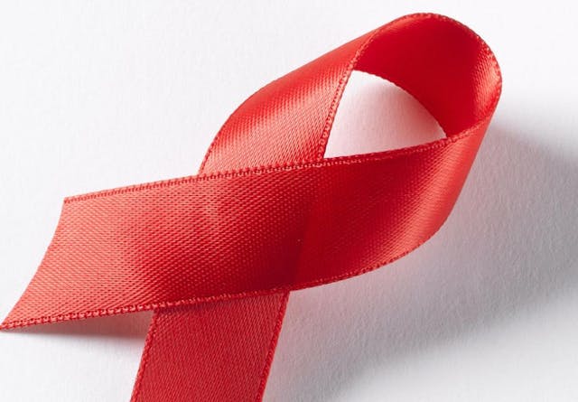 An HIV red ribbon