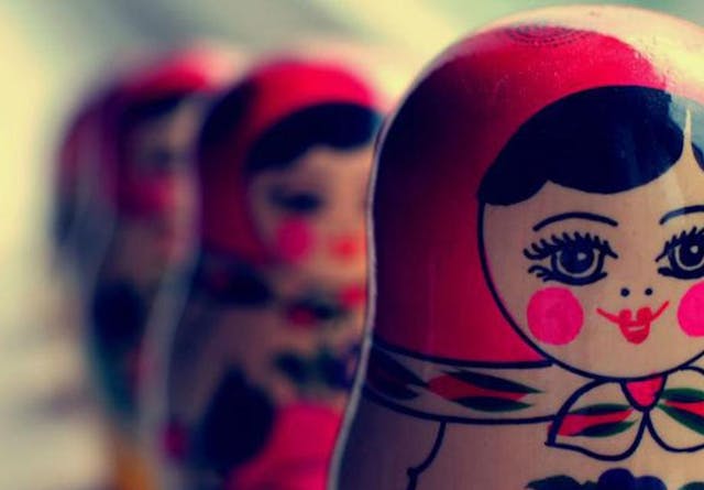 Russian dolls lined up 